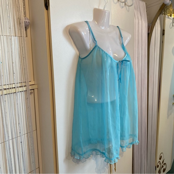 La Senza 2 Piece Baby Blue Sheer Chemise Sleep Shirt Cami Set Size S NWT - Picture 4 of 16